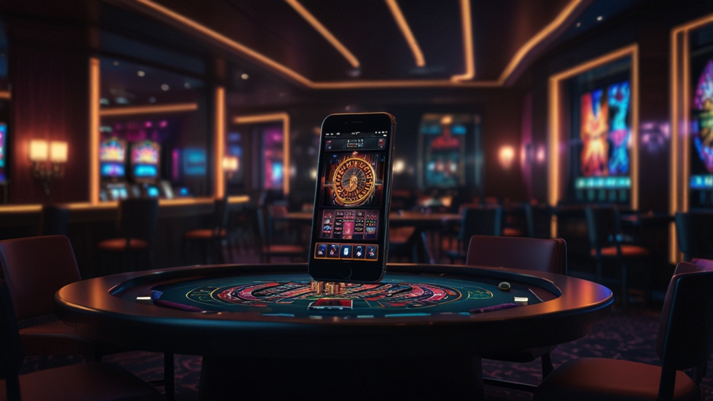iPhone e iPad con interfaccia mobile in un elegante casinò scuro